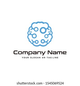 brain design technology logo modern vector template