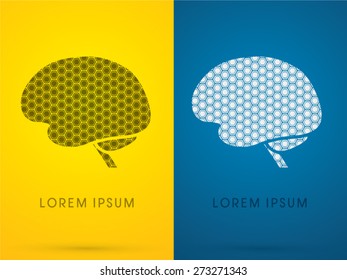 Brain, designed using hexagon or honeycomb graphic, sign, logo, symbol, icon, vector.