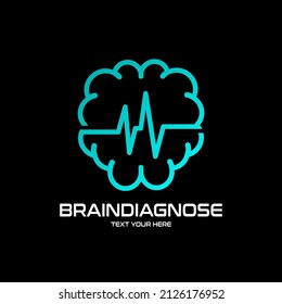 Brain diagnose vector logo template. This design use pulse and wave symbol. Suitable for medical and technology.