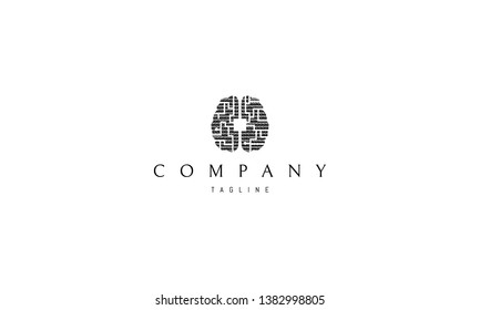 Brain Digital Black Abstract vector 3 logo design