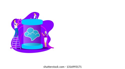 	
Brain with digital circuit and programmer with laptop. Machine learning, artificial intelligence, digital brain and artificial thinking process concept, violet palette. Vector landing page.