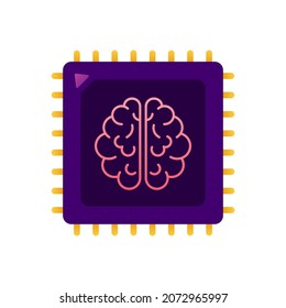 Brain. Digital brain in hand. Neural network. IQ testing. Brainstorm think idea. Vector stock illustration.