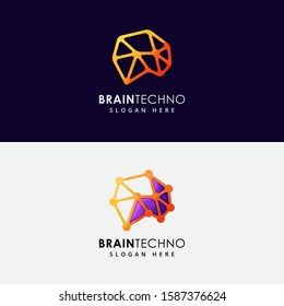brain digital logo design, smart technology, braint tech logo