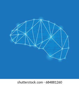 Brain with digital number inside - sign / symbol 