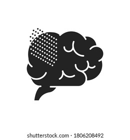 Brain disease alzheimer s glyph black icon. Human organ concept. Memory loss. Decrease in mental human abilities. Sign for web page, mobile app, button, logo.
