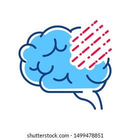 Brain disease alzheimer`s line color icon. Human organ concept. Memory loss. Decrease in mental human abilities. Sign for web page, mobile app, button, logo. Editable stroke.