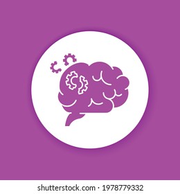 Brain disease dementia glyph color icon. Human organ concept. Decline in memory. Decrease in mental human abilities. Sign for web page, mobile app, button, logo. Editable stroke.