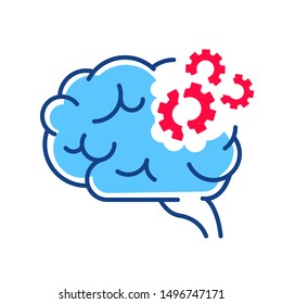 Brain disease dementia line color icon. Human organ concept. Decline in memory. Decrease in mental human abilities. Sign for web page, mobile app, button, logo. Editable stroke.