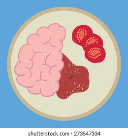 Brain dish concept free hand drawing vector.