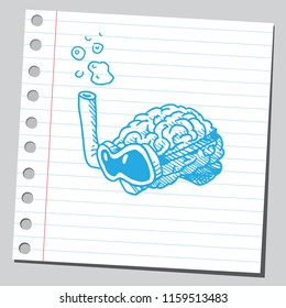 Brain with diving mask