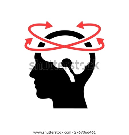 Brain dizziness icon illustrating confusion, vertigo, or neurological imbalance conditions clearly.
