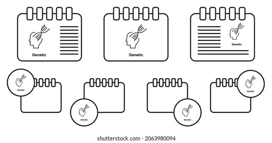 Gehirn, DNA, genetische Vektorsymbol in Kalendersätzen, Illustration für ui und ux, Website oder mobile Anwendung