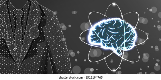 Brain Doctor Specialist .Human Anatomy .Abstract Low Poly designs. Wireframe mesh background. Vector Illustration