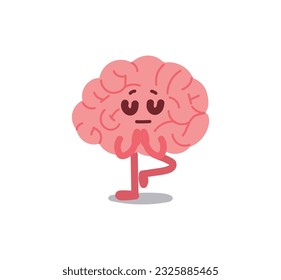 Brain doing yoga, brain anthropomorphic concept character illustration.