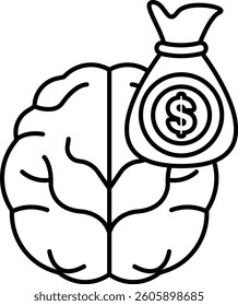 A brain with a dollar bill in the middle