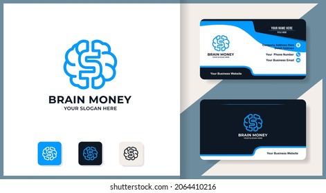 diseño del logotipo en dólares cerebrales, diseño de inspiración para trabajadores y dinero inteligente