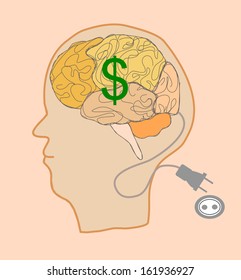 Brain with dollar sign