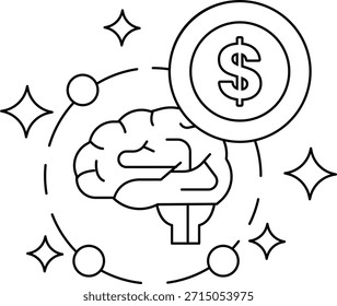 A brain with a dollar sign next to it. This image represents the idea that money is important for the brain to function properly. The brain is the center of the body