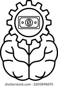 A brain with a dollar sign on it