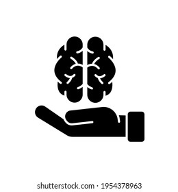 Icono de glifo donante de cerebro. Medicina quirúrgica. Ilustración personalizable de línea delgada. Símbolo de contorno. Dibujo de contorno aislado del vector.