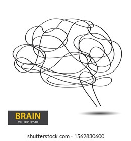 Brain doodle hand drawn vector illustration.