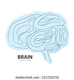 Brain doodle hand drawn vector illustration.