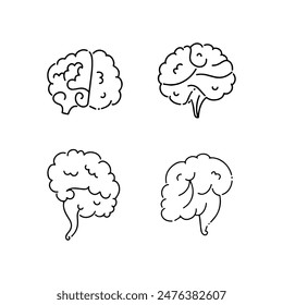 Brain doodle line vector illustration