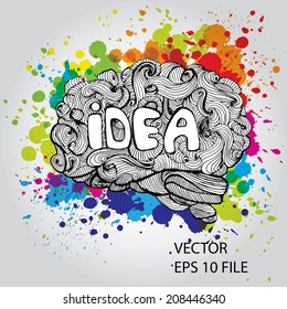 Brain doodles idea - vector illustration