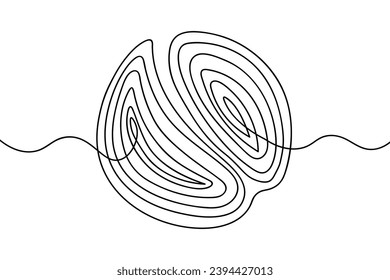 Brain from doodles. Two hemispheres. Sketch. A labyrinth of convolutions with a beginning and an end. Vector illustration. A hand-drawn object with two frontal lobes. Outline on isolated background.