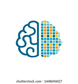 Brain dot education digital vector design concept