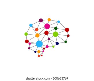 Brain Dot Link Mind Logo Design Template