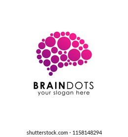 brain dots logo design template. brain icon design in gradient style