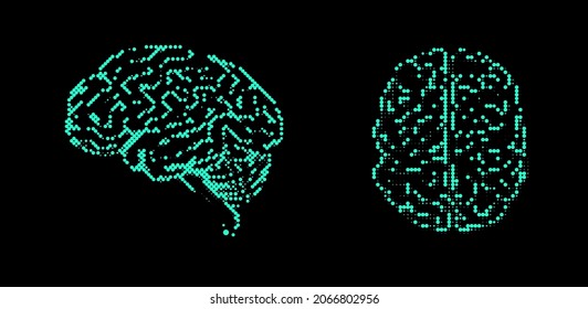 Icono de puntos cerebrales aislado en fondo negro