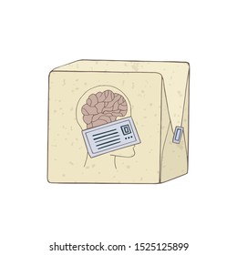 Brain drain problem. Smart people are leaving the country. Sending symbolizing mind. Vector illustration