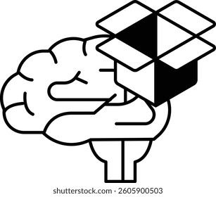 A brain is drawn with a box on top of it