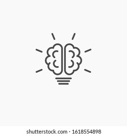 A brain drawn like a light bulb from which rays coming out, an icon for creative brain