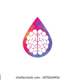 Brain drop concept logo design. Brainstorm power thinking brain Logotype icon