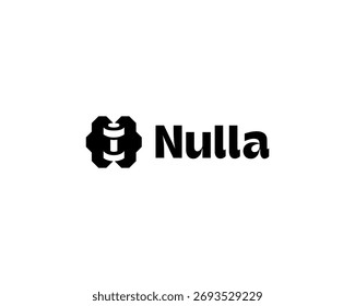 Brain and dumbbell minimalistic logo. Smart fitness black and white sign. Gym vector logotype