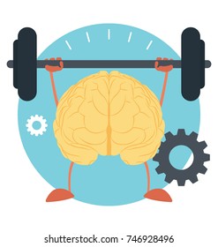 Brain dumbbells, creative concept, intellectual training illustration 
