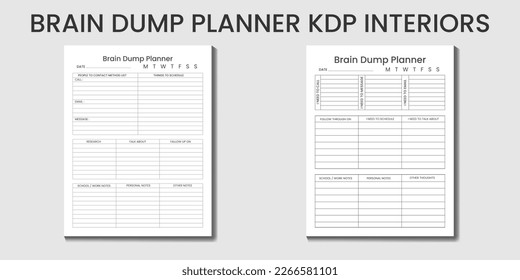 Brain Dump Journal 2023-2024 KDP interior designs