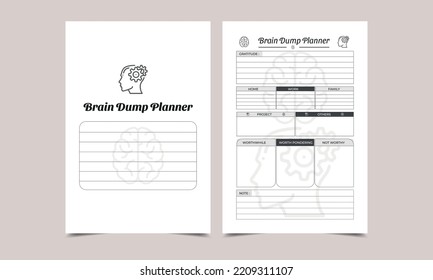 Brain Dump Planner KDP Interior Design. Printable Logbook