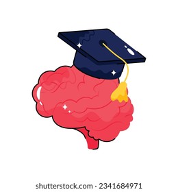 Eslabón del vector del doodle de educación cerebral Sticker. archivo EPS 10