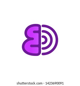 Brain education simple modern concept. Can use for logo, icon, symbol, mascott vector