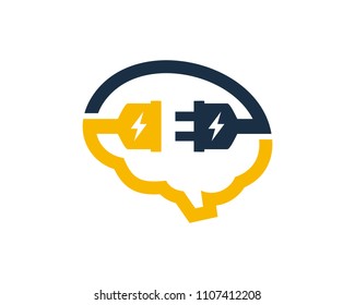 Brain Electric Icon Logo Design Element