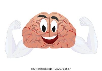 Brain emoticon with muscles. vector