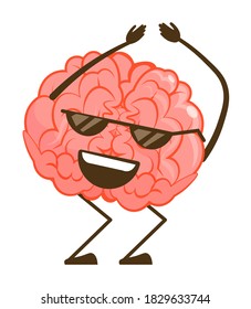 Brain emotion in eyeglasses have fun isolated on white