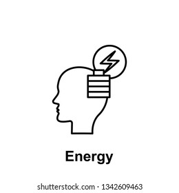 Brain, energy icon. Element of creative thinkin icon witn name. Thin line icon for website design and development, app development. Premium icon