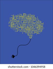 brain energy plug, use for idea business background , design vector