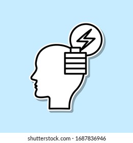 Brain, energy sticker icon. Simple thin line, outline vector of Creative thinking icons for ui and ux, website or mobile application
