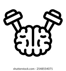 Cérebro se engajando no levantamento de peso, simbolizando exercício mental e aprimoramento cognitivo